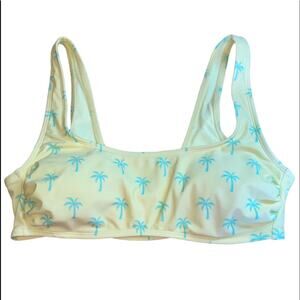 NWOT Stoney Clover Lane x Target Palm Print Bikini Top Large Yellow Blue Swim